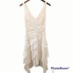 Tadashi Ivory Silk Tier Ruffle Dress